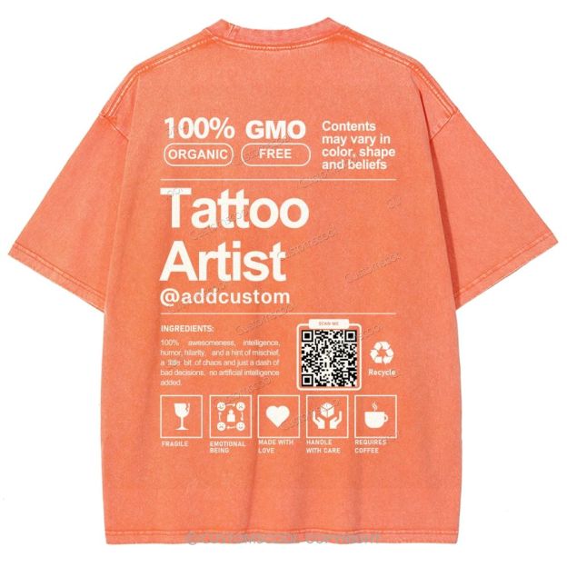 Tattoo Artist Addcustom QR Code Unisex Fit Washed T-Shirt Customscool