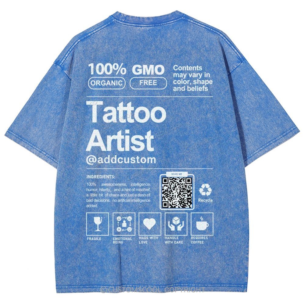 Tattoo Artist Addcustom QR Code Unisex Fit Washed T-Shirt Customscool