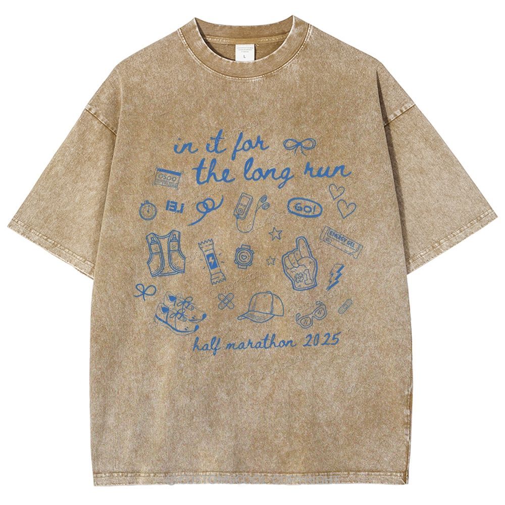 Half Marathon Unisex Fit Washed T-Shirt