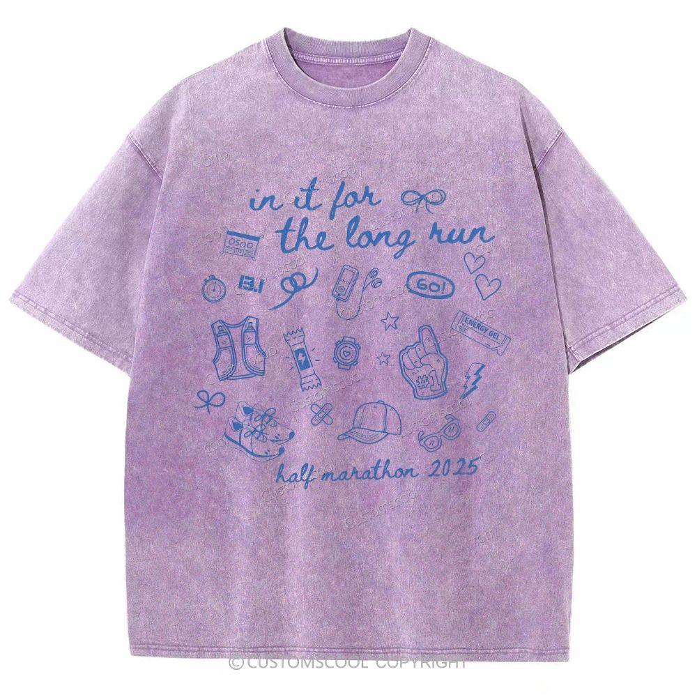 Half Marathon Unisex Fit Washed T-Shirt