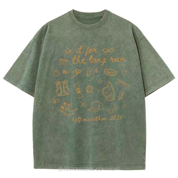 Half Marathon Unisex Fit Washed T-Shirt