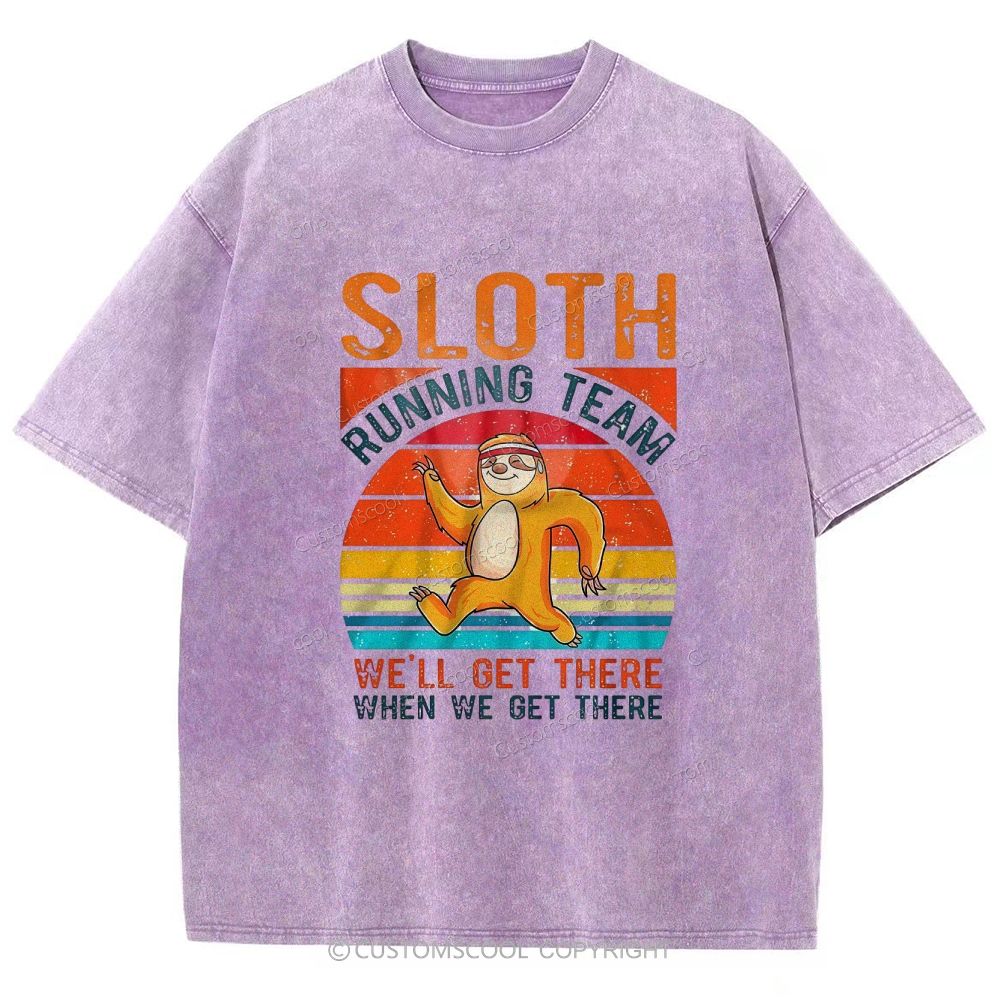 Sloth Running Team Sport Unisex Fit Washed T-Shirt