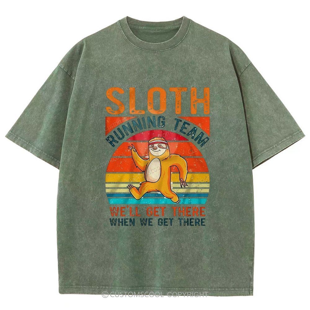 Sloth Running Team Sport Unisex Fit Washed T-Shirt