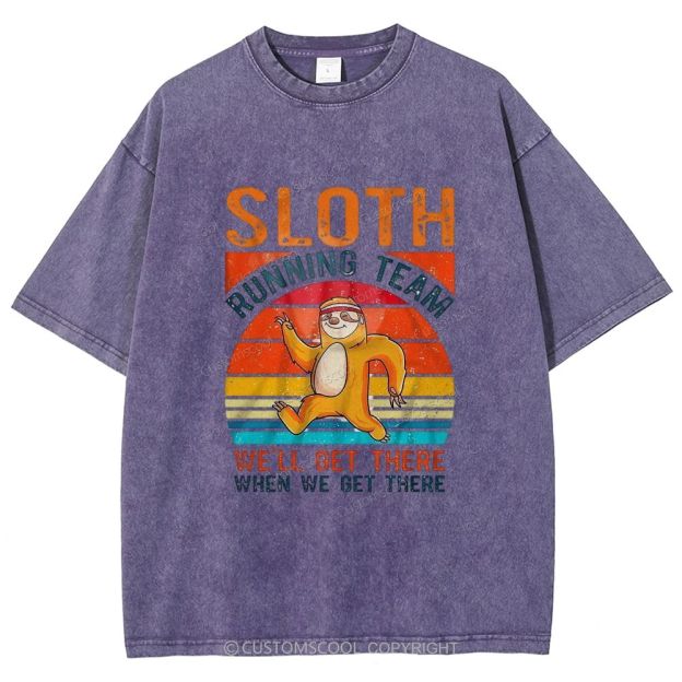Sloth Running Team Sport Unisex Fit Washed T-Shirt