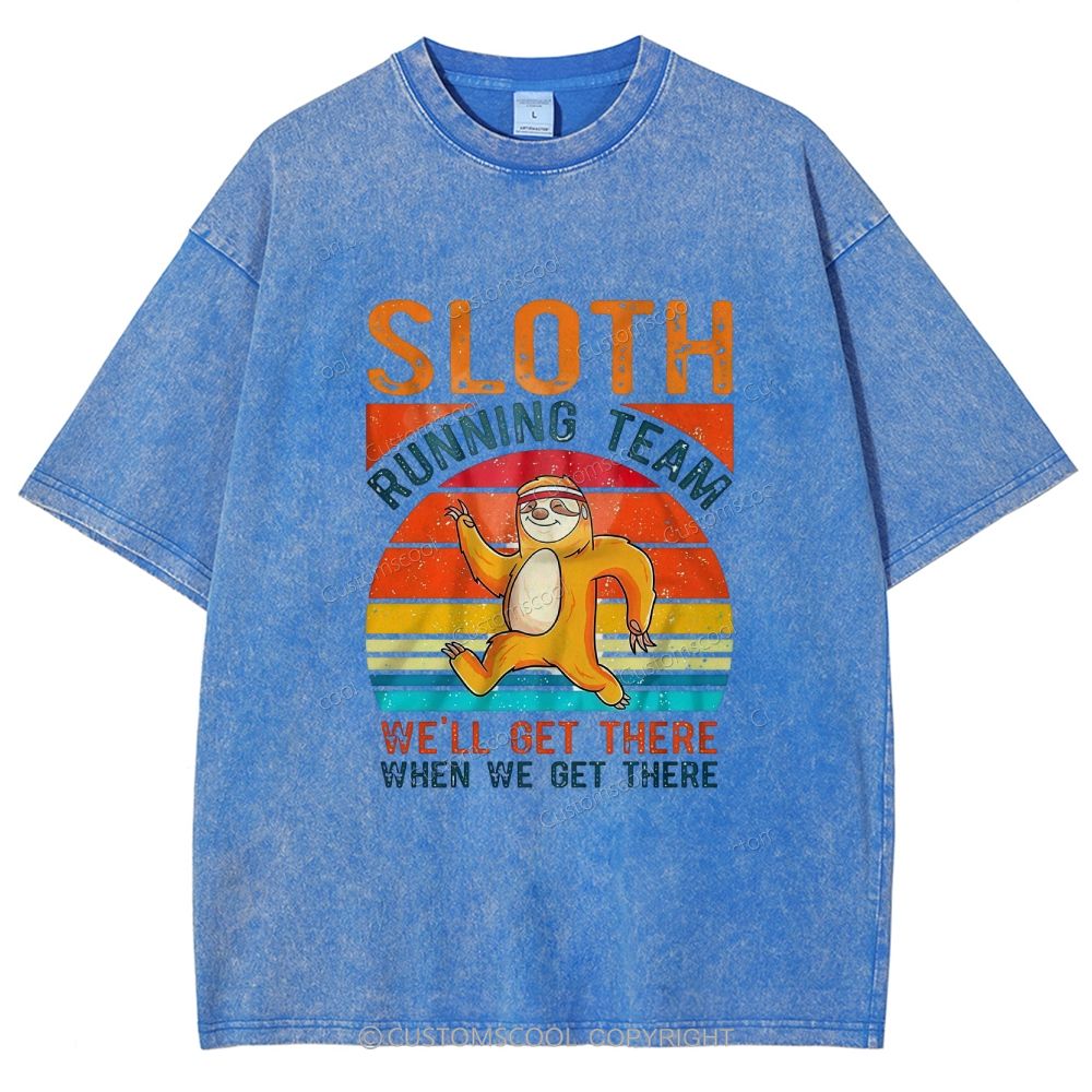 Sloth Running Team Sport Unisex Fit Washed T-Shirt
