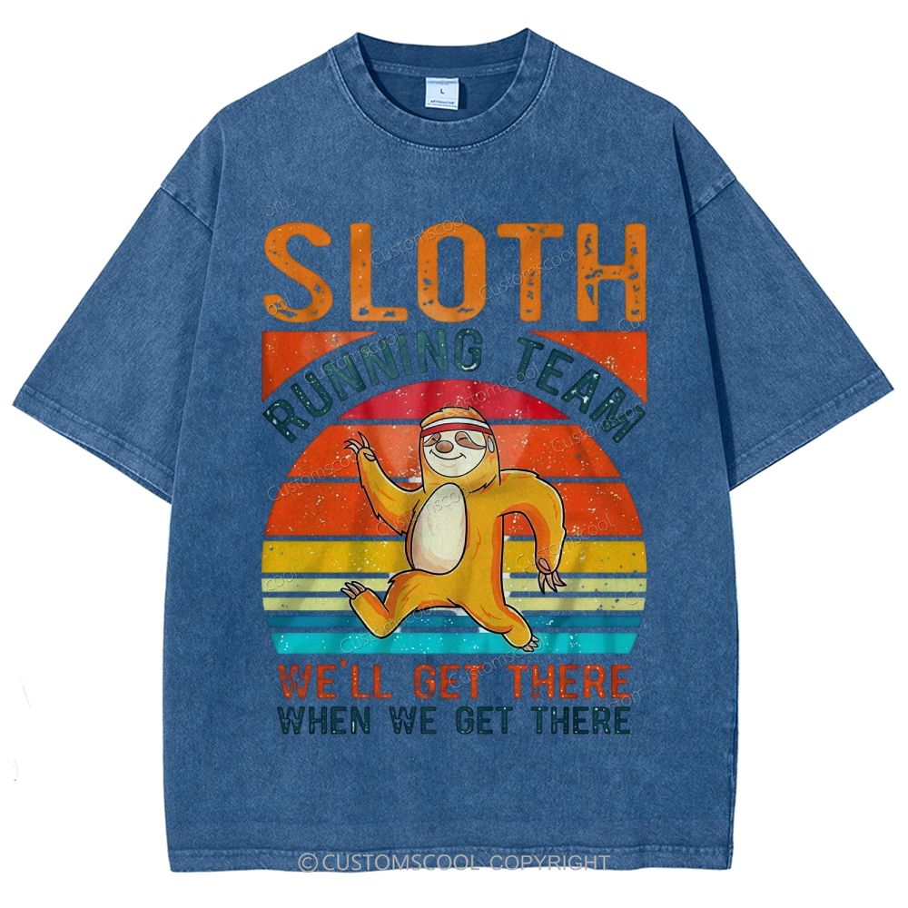 Sloth Running Team Sport Unisex Fit Washed T-Shirt