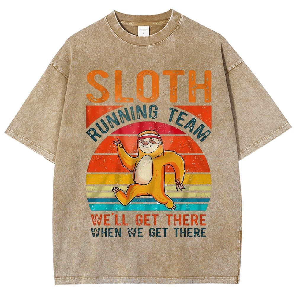 Sloth Running Team Sport Unisex Fit Washed T-Shirt