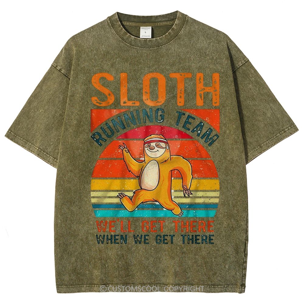 Sloth Running Team Sport Unisex Fit Washed T-Shirt