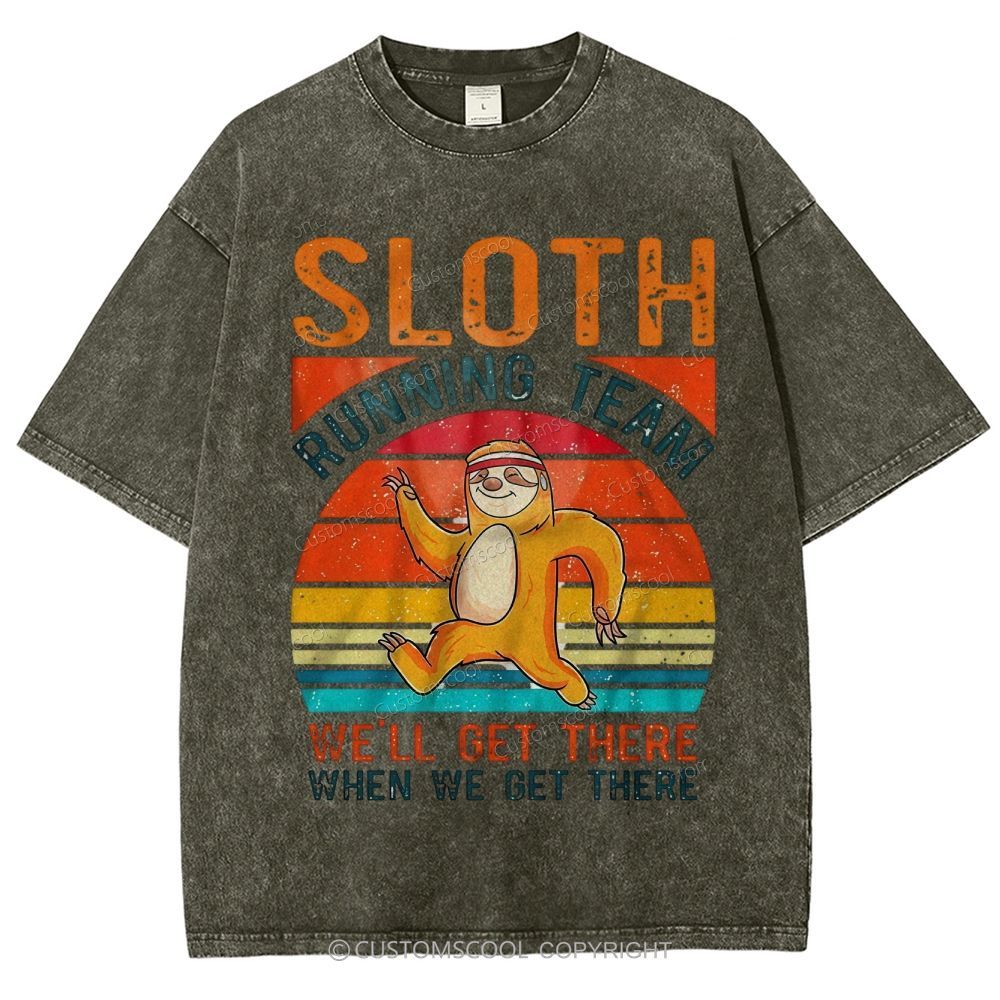 Sloth Running Team Sport Unisex Fit Washed T-Shirt