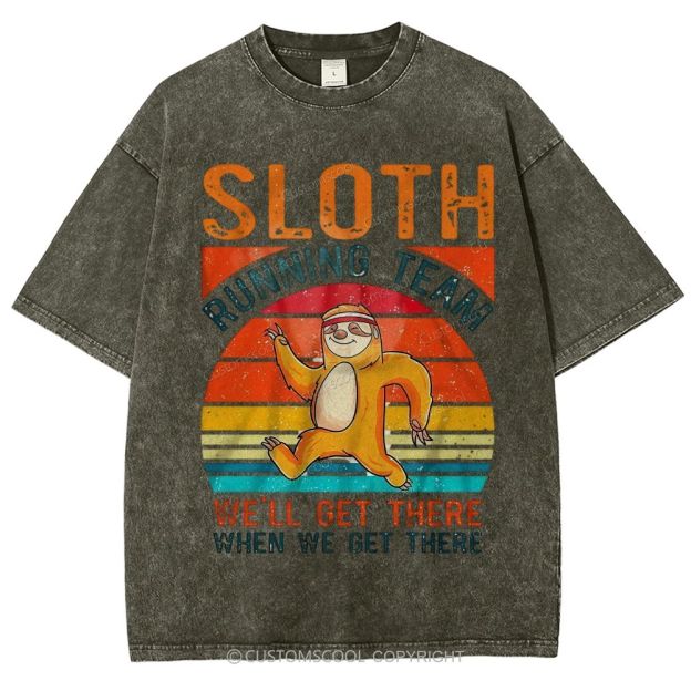 Sloth Running Team Sport Unisex Fit Washed T-Shirt