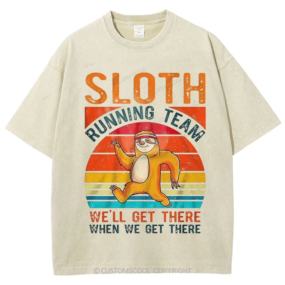 Sloth Running Team Sport Unisex Fit Washed T-Shirt