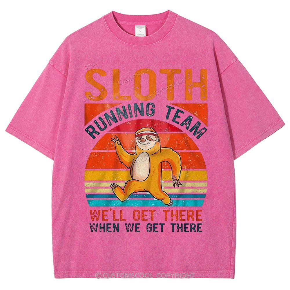 Sloth Running Team Sport Unisex Fit Washed T-Shirt