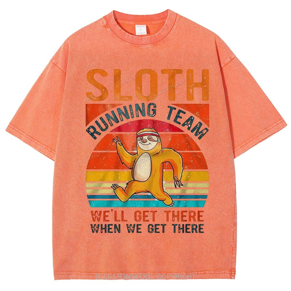 Sloth Running Team Sport Unisex Fit Washed T-Shirt