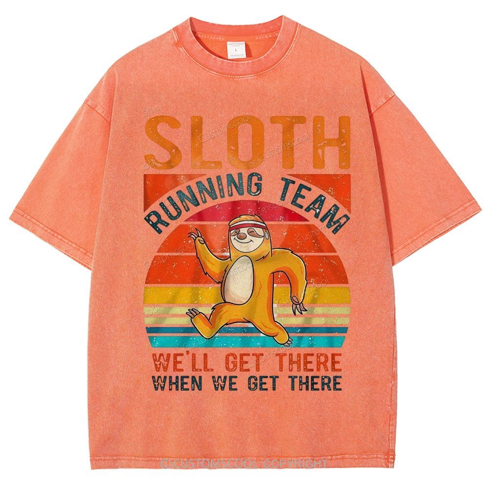 Sloth Running Team Sport Unisex Fit Washed T-Shirt