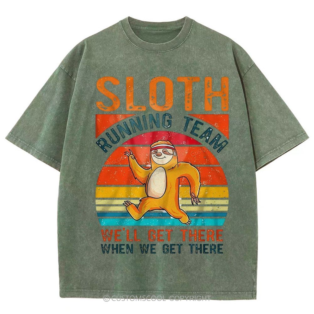 Sloth Running Team Sport Unisex Fit Washed T-Shirt