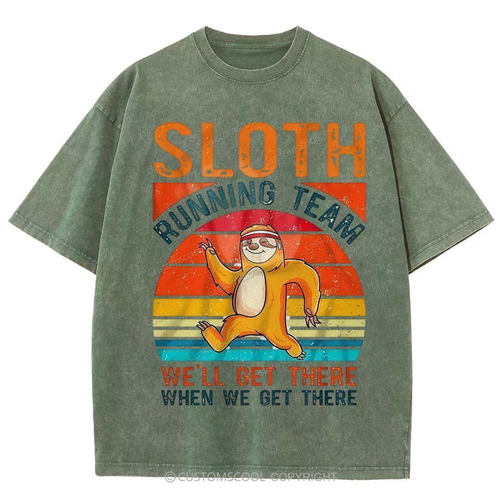 Sloth Running Team Sport Unisex Fit Washed T-Shirt