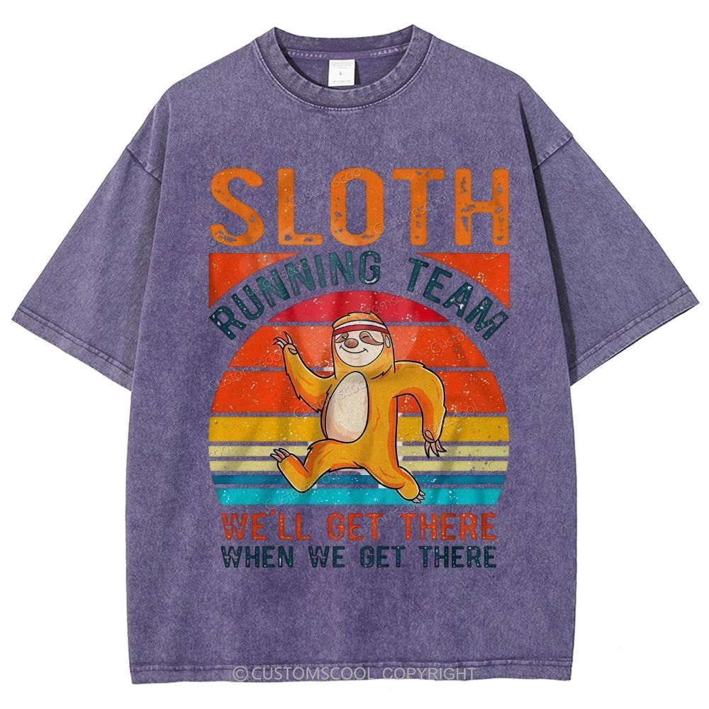 Sloth Running Team Sport Unisex Fit Washed T-Shirt