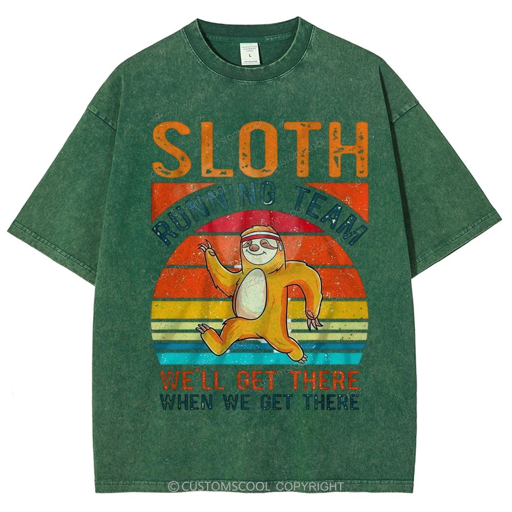 Sloth Running Team Sport Unisex Fit Washed T-Shirt
