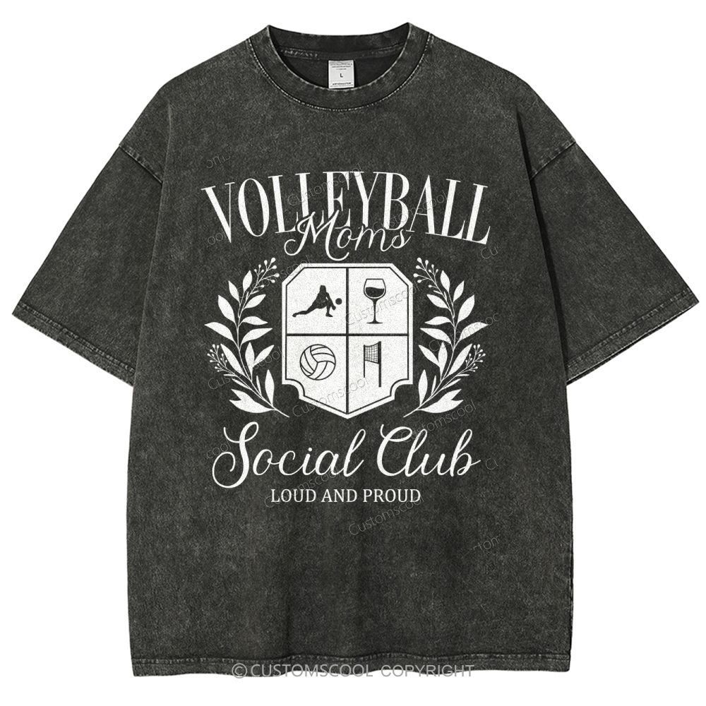 Volleyball Moms Social Club Unisex Fit Washed T-Shirt
