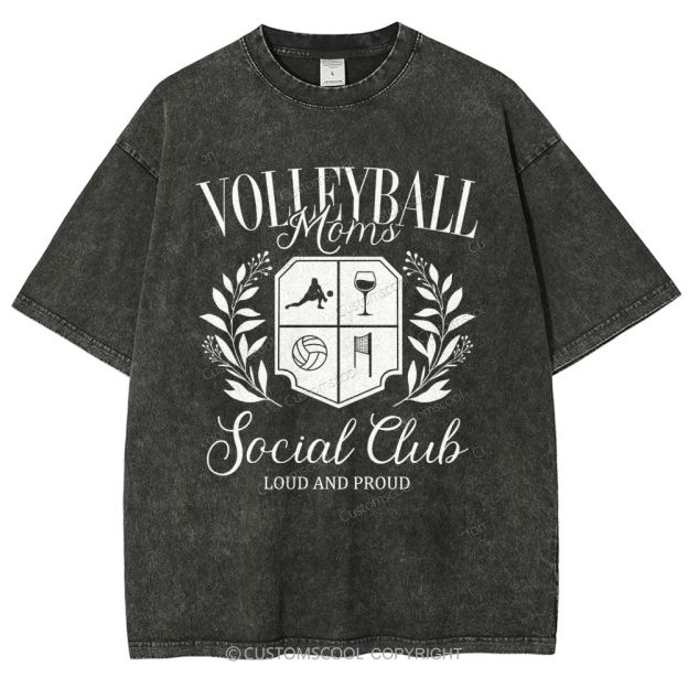 Volleyball Moms Social Club Unisex Fit Washed T-Shirt