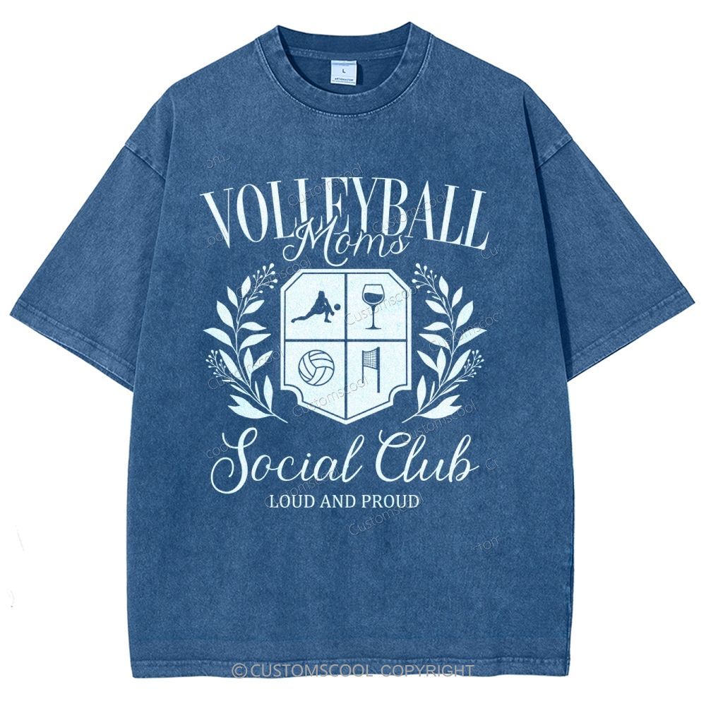 Volleyball Moms Social Club Unisex Fit Washed T-Shirt