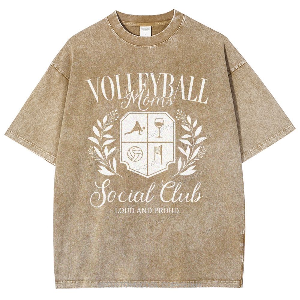 Volleyball Moms Social Club Unisex Fit Washed T-Shirt