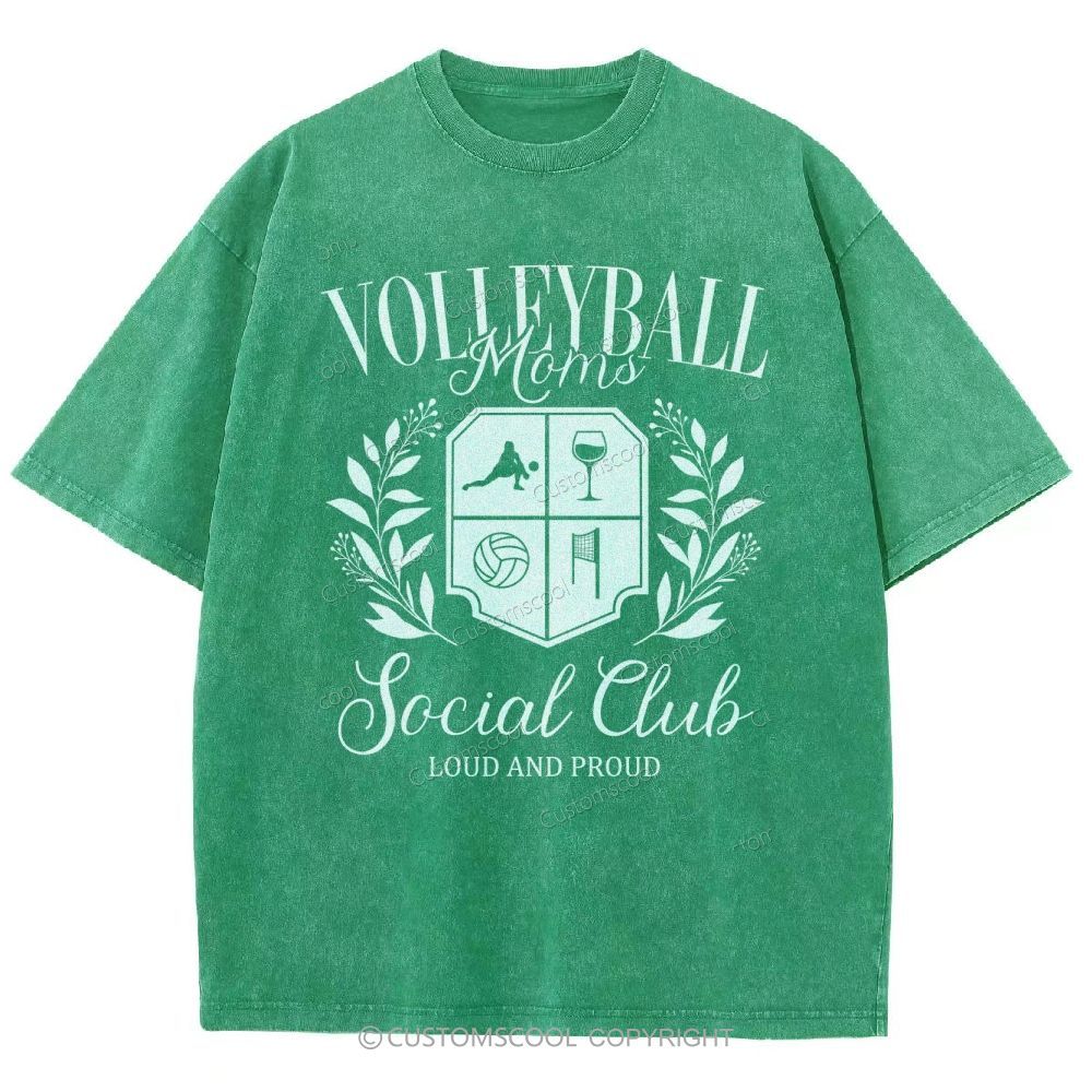 Volleyball Moms Social Club Unisex Fit Washed T-Shirt