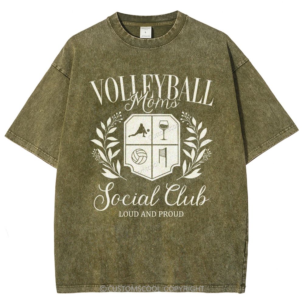 Volleyball Moms Social Club Unisex Fit Washed T-Shirt