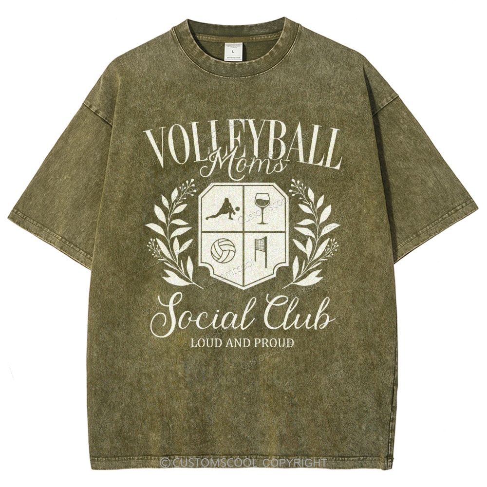 Volleyball Moms Social Club Unisex Fit Washed T-Shirt
