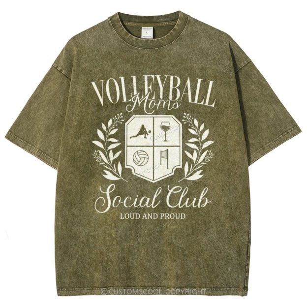Volleyball Moms Social Club Unisex Fit Washed T-Shirt