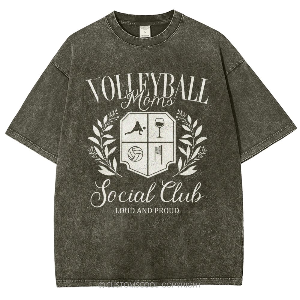 Volleyball Moms Social Club Unisex Fit Washed T-Shirt