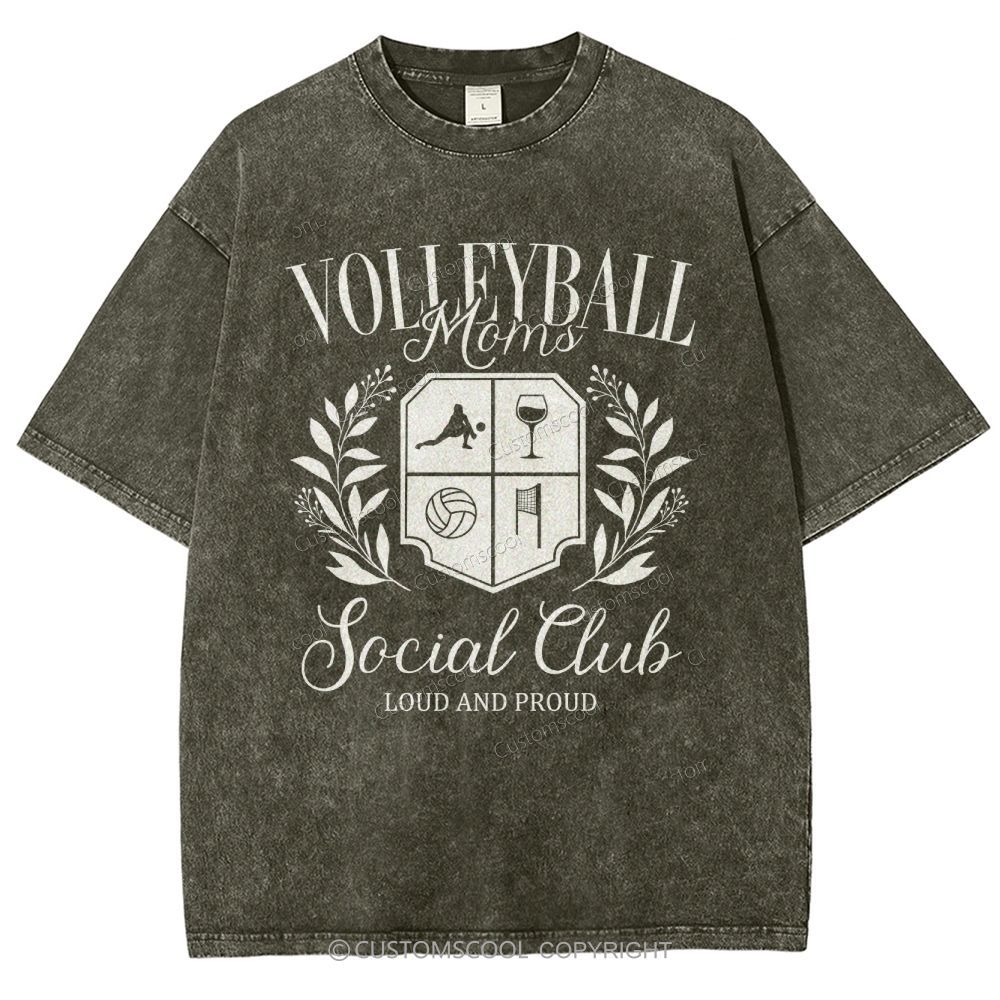 Volleyball Moms Social Club Unisex Fit Washed T-Shirt