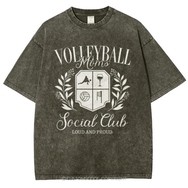 Volleyball Moms Social Club Unisex Fit Washed T-Shirt