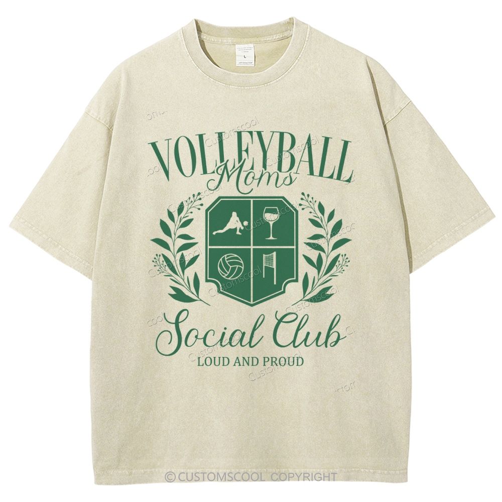 Volleyball Moms Social Club Unisex Fit Washed T-Shirt
