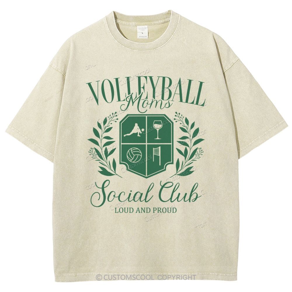 Volleyball Moms Social Club Unisex Fit Washed T-Shirt