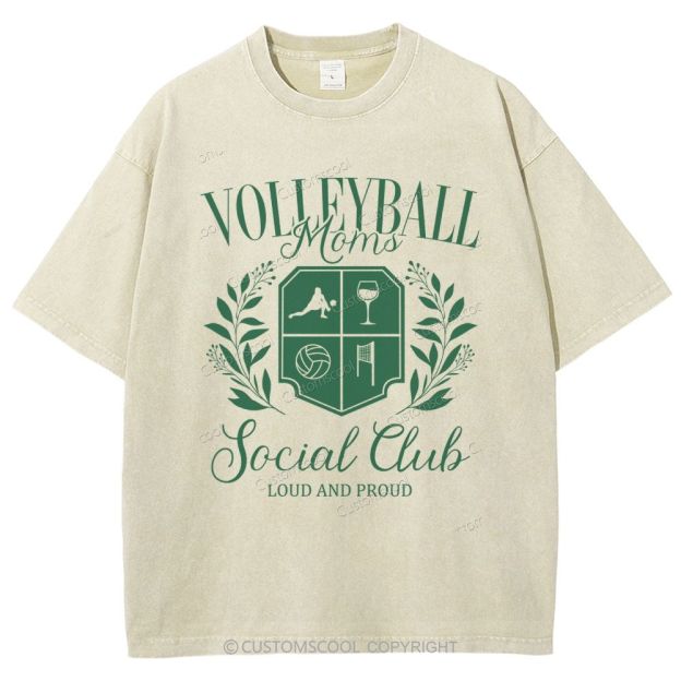 Volleyball Moms Social Club Unisex Fit Washed T-Shirt
