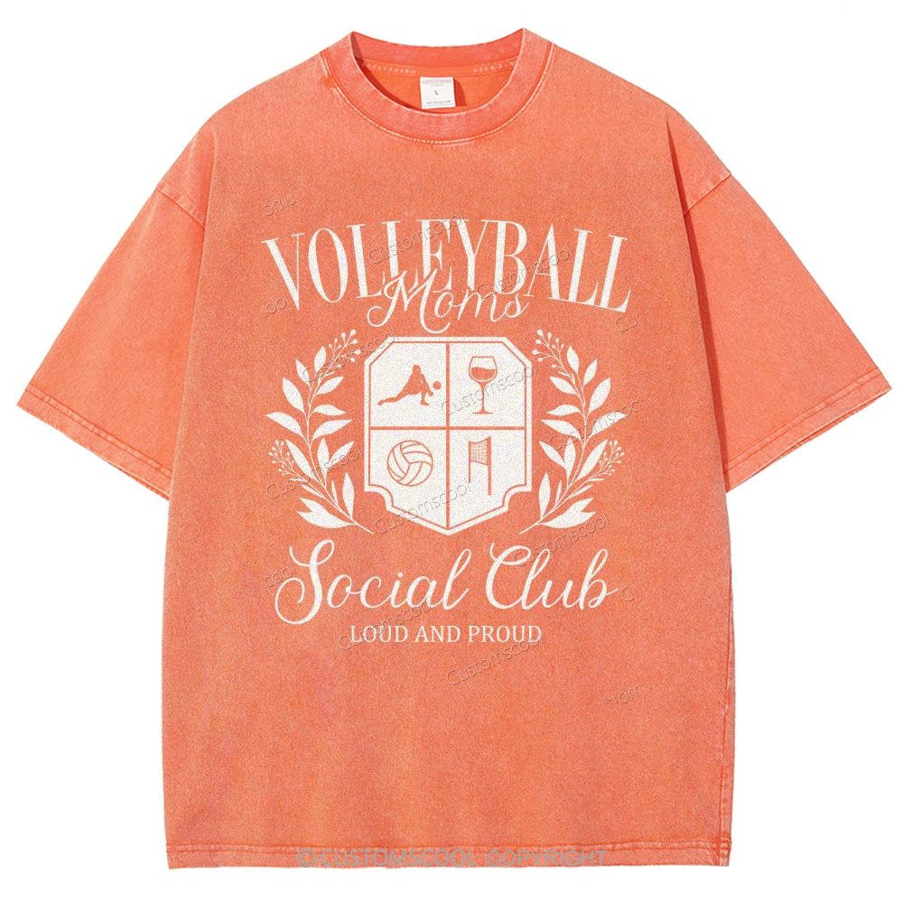 Volleyball Moms Social Club Unisex Fit Washed T-Shirt