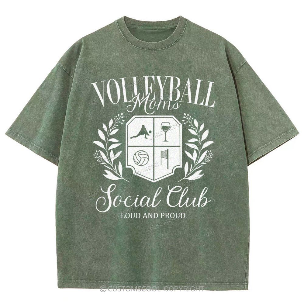 Volleyball Moms Social Club Unisex Fit Washed T-Shirt