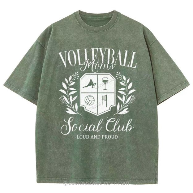 Volleyball Moms Social Club Unisex Fit Washed T-Shirt