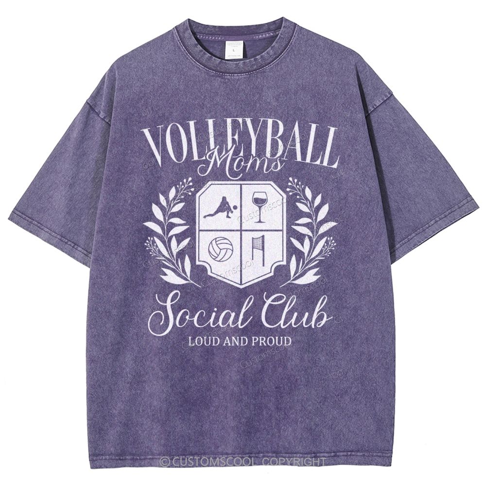 Volleyball Moms Social Club Unisex Fit Washed T-Shirt