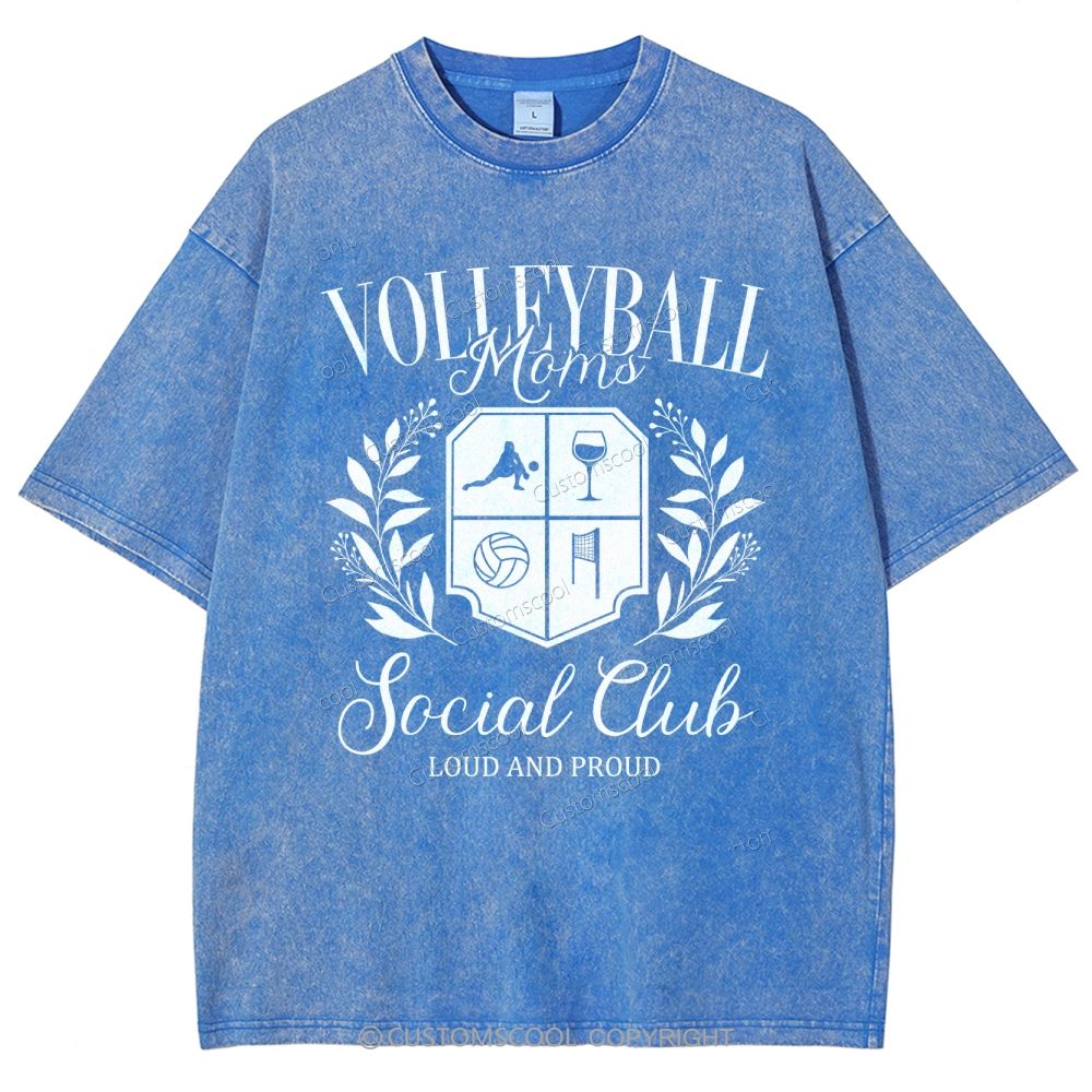 Volleyball Moms Social Club Unisex Fit Washed T-Shirt