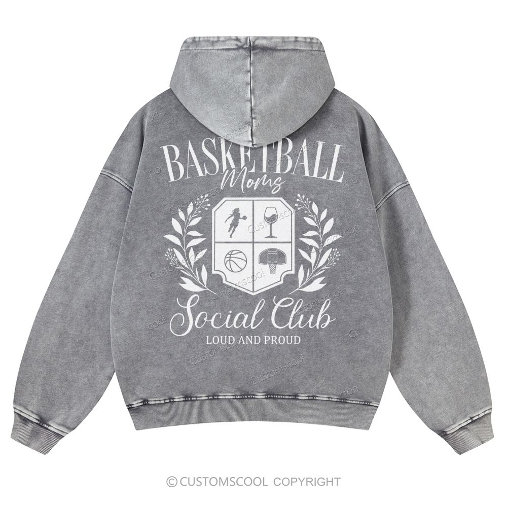 Basketball Moms Social Club Casual Washed Hoodie