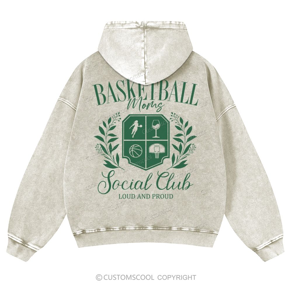 Basketball Moms Social Club Casual Washed Hoodie