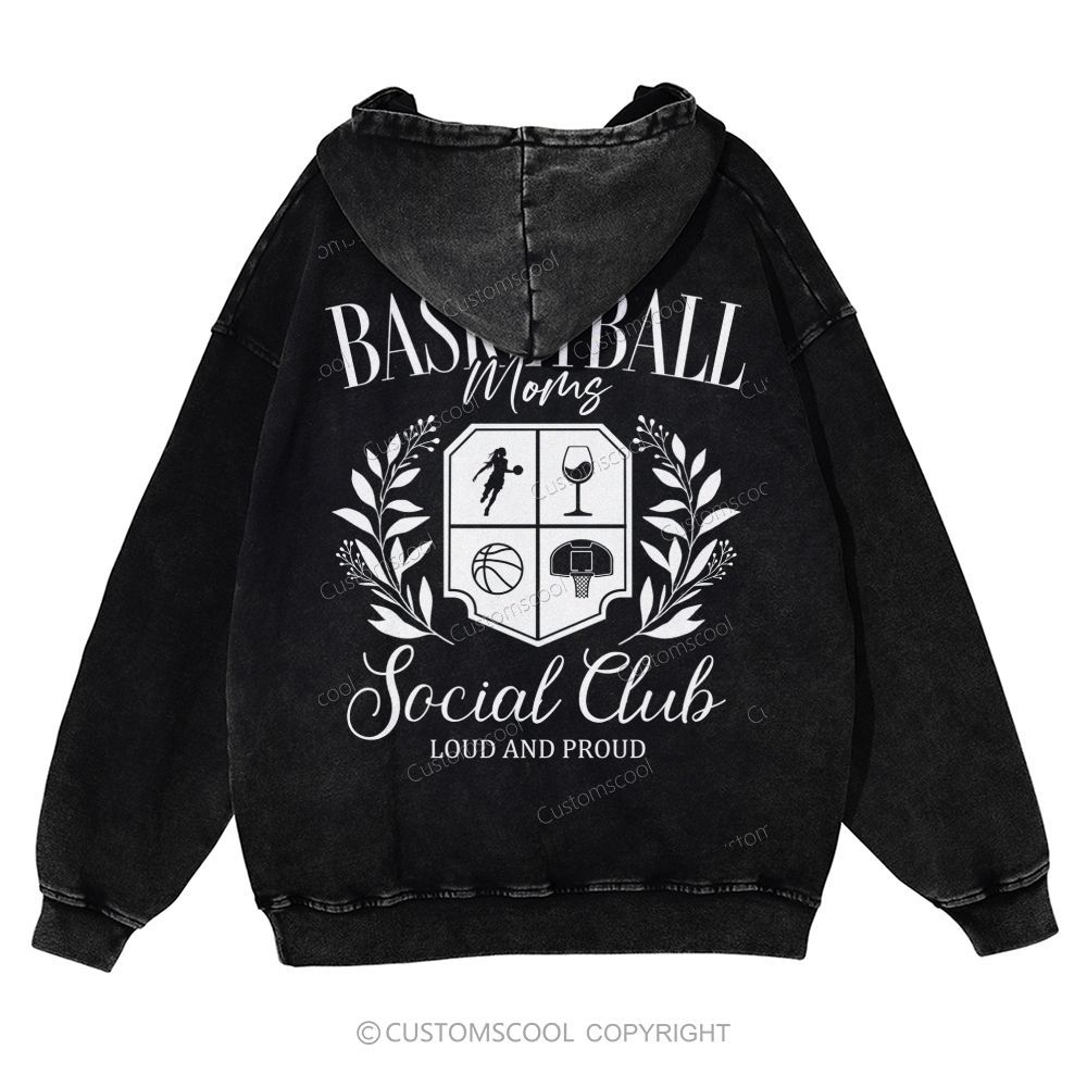 Basketball Moms Social Club Casual Washed Hoodie