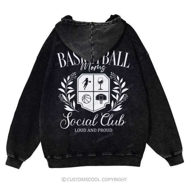 Basketball Moms Social Club Casual Washed Hoodie