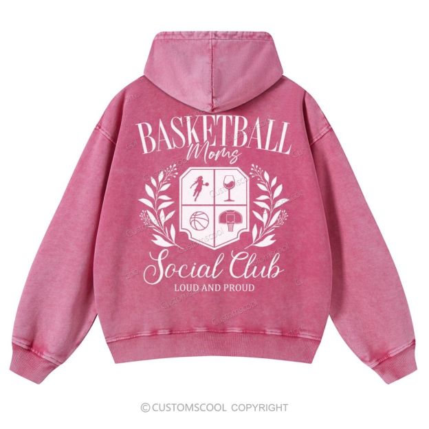 Basketball Moms Social Club Casual Washed Hoodie