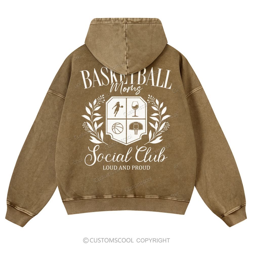 Basketball Moms Social Club Casual Washed Hoodie