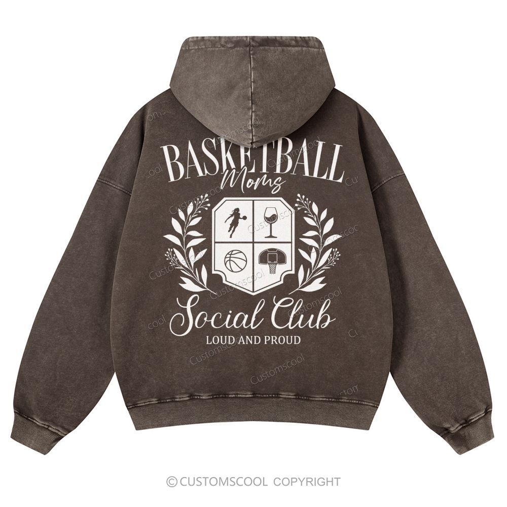 Basketball Moms Social Club Casual Washed Hoodie