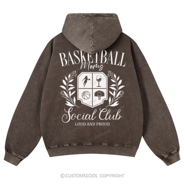 Basketball Moms Social Club Casual Washed Hoodie