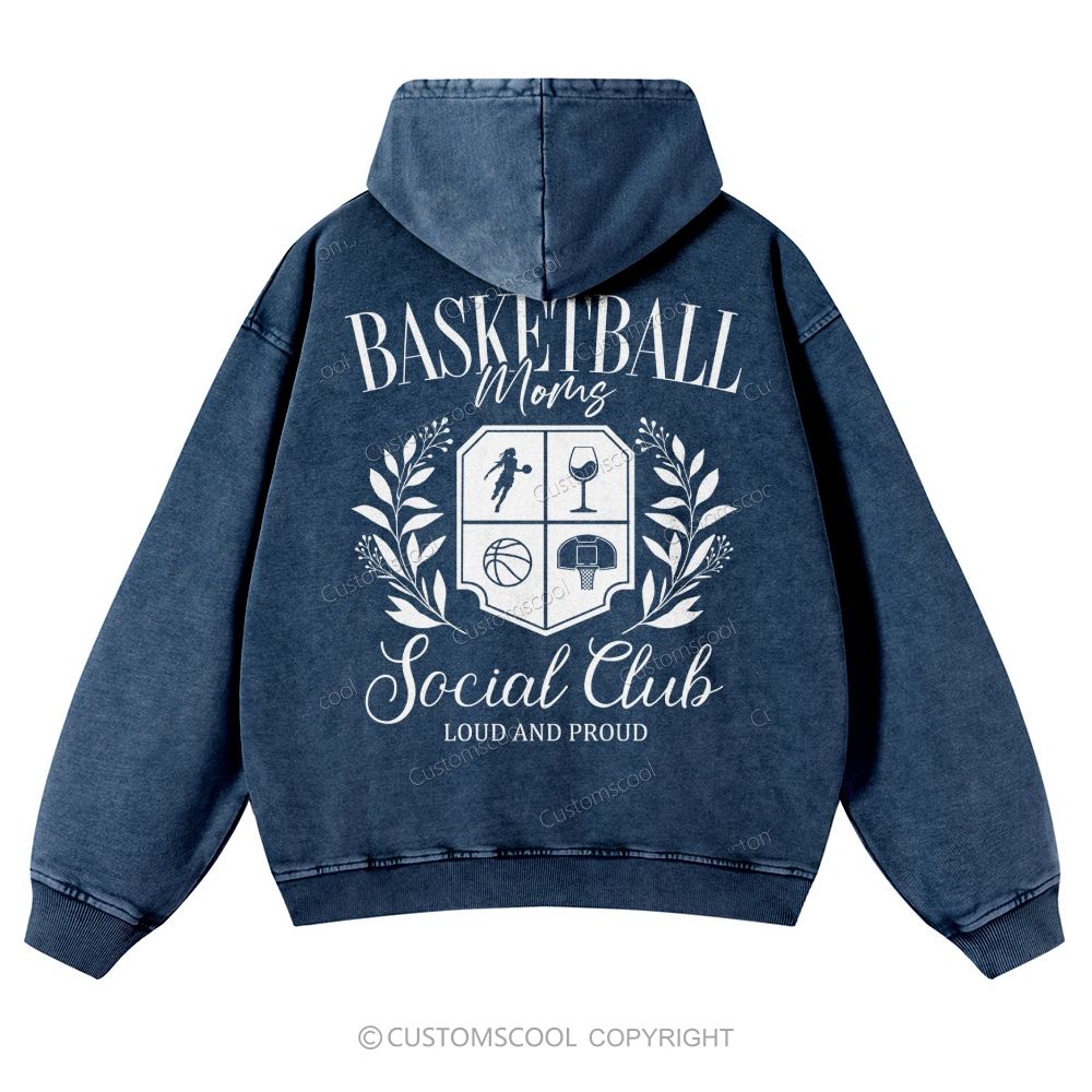 Basketball Moms Social Club Casual Washed Hoodie